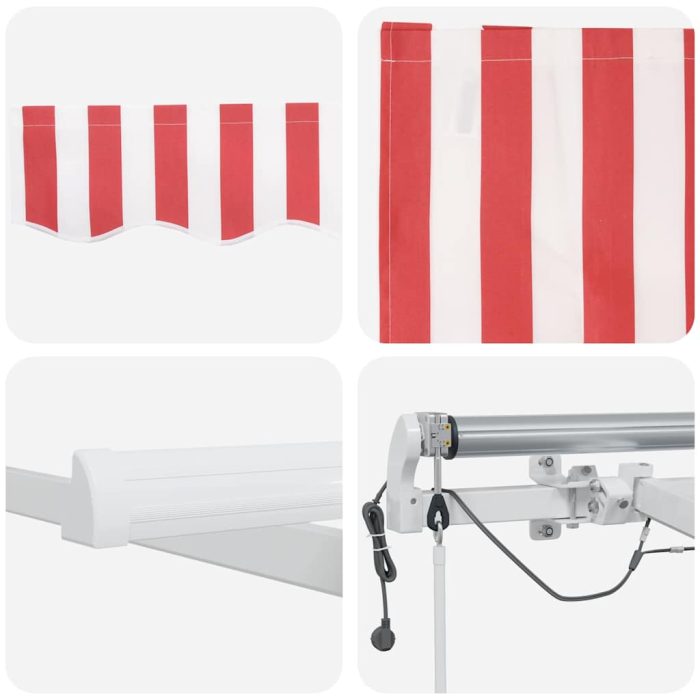 Novaro Behúzható napellenző Piros és Fehér 300 x 250 cm Poliészter - Image 10