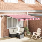 Novaro Behúzható napellenző Piros és Fehér 300 x 250 cm