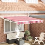 Novaro Behúzható napellenző Piros és Fehér 300 x 250 cm