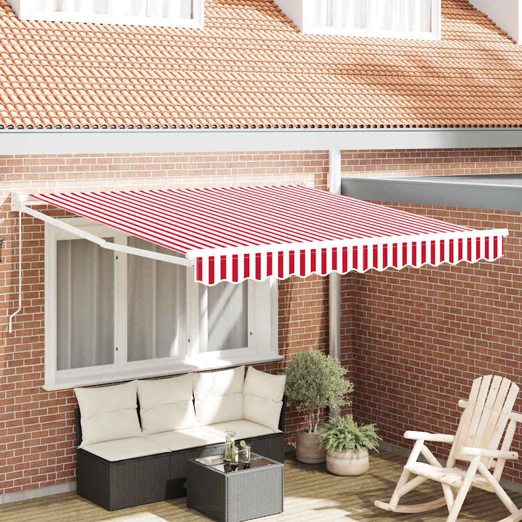 Novaro Behúzható napellenző Piros és Fehér 300 x 250 cm