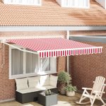 Novaro Behúzható napellenző Piros 300 x 250 cm Poliészter és fém