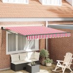 Novaro Behúzható napellenző Piros és Fehér 300 x 250 cm