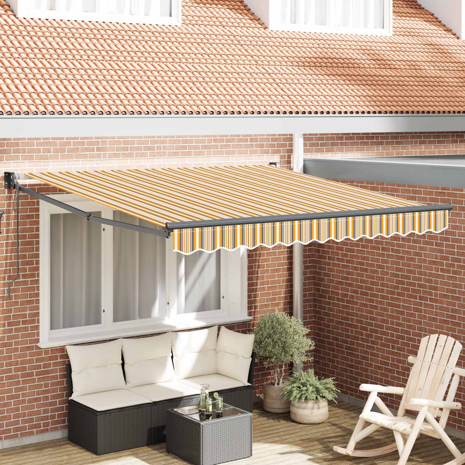 Novaro Behúzható napellenző Sokszínű 300 x 250 cm Poliészter és fém