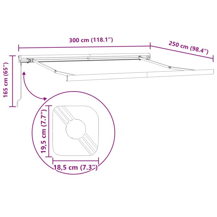 Novaro Behúzható napellenző Bézs 300 x 250 cm Vászon és Alumínium - Image 8