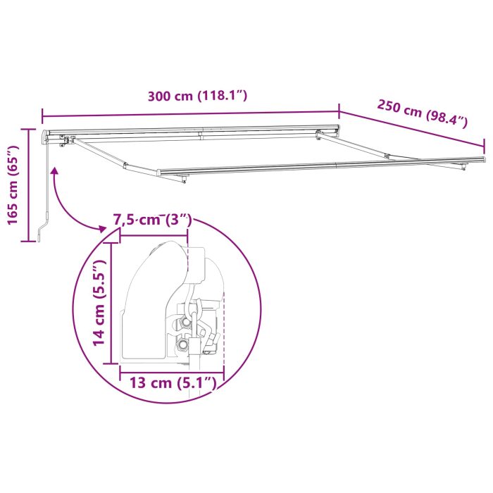 Novaro Behúzható napellenző Világosszürke 300 x 250 x 165 cm - Image 10