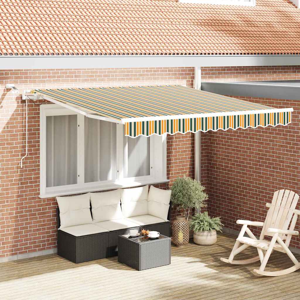 Novaro Behúzható napellenző Zöld és Sárga 300 x 250 cm Poliészter