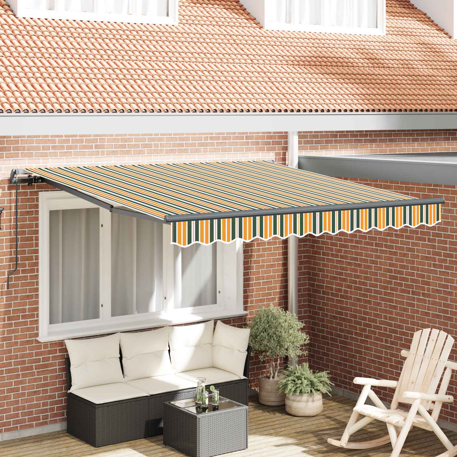 Novaro Behúzható napellenző Zöld és sárga 300 x 250 cm