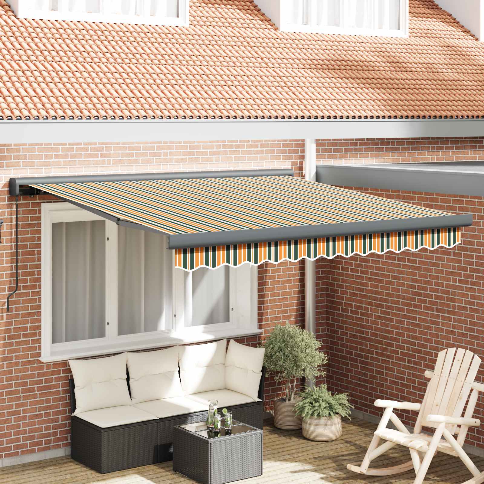 Novaro Behúzható napellenző Zöld és Sárga 300 x 250 cm