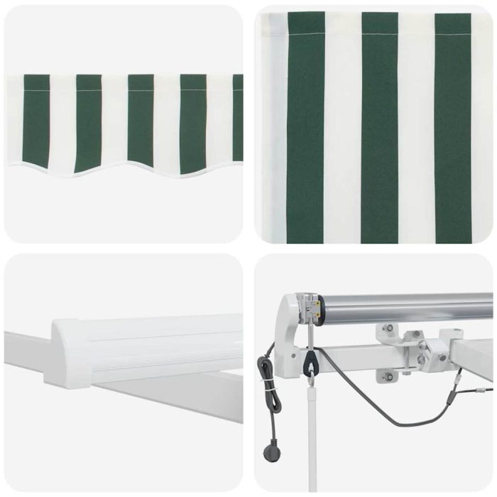 Novaro Behúzható napellenző Zöld és Fehér 300 x 250 cm Poliészter - Image 10