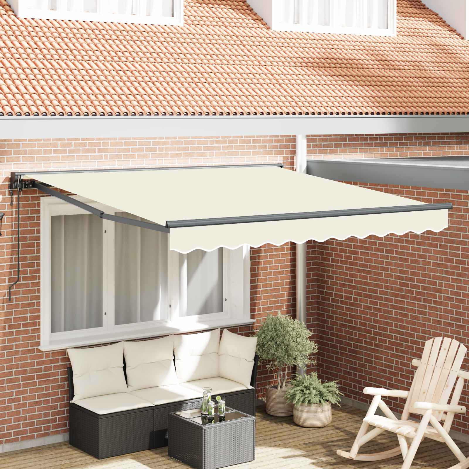 Novaro Napernyő keret Krémszínű 350 x 250 cm Poliészter PU bevonattal