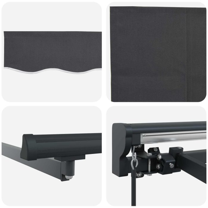 Novaro Behúzható napellenző Antracit 350 x 250 cm Pamut és Alumínium - Image 10