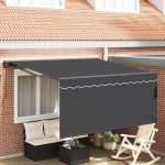Novaro Behúzható napellenző Antracit 350 x 250 cm Pamut és Alumínium