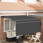 Novaro Behúzható napellenző Antracit 350 x 250 cm Pamut és Alumínium