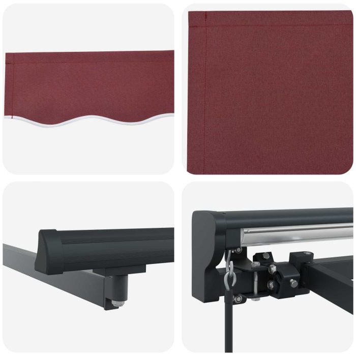 Novaro Napernyő keret Burgundi 350 x 250 cm Poliészter PU bevonattal - Image 8