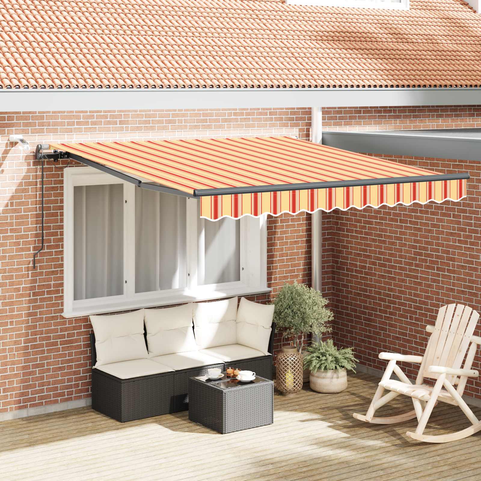 Novaro Behúzható napellenző Sárga és narancs 350 x 250 cm Poliészter