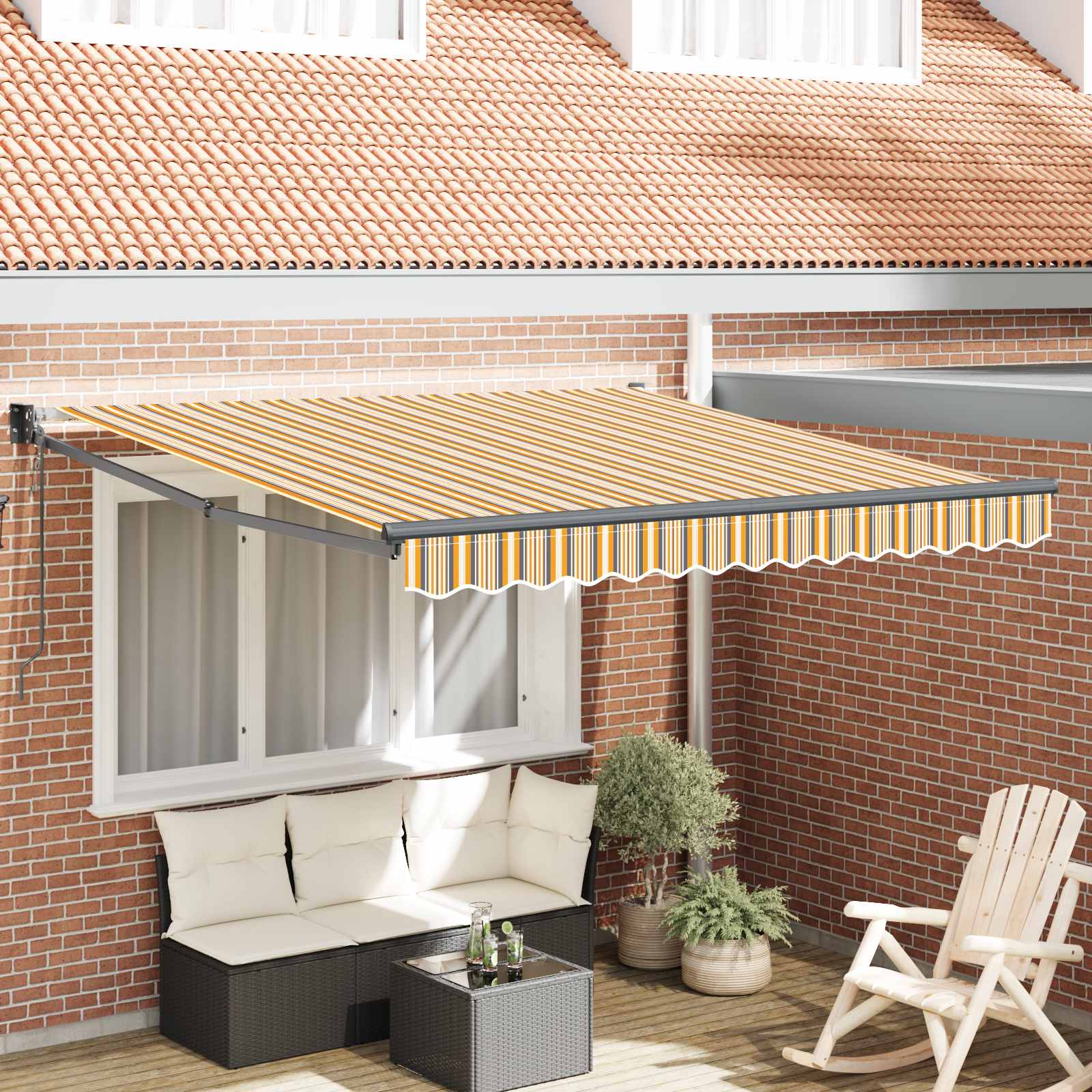 Novaro Behúzható napellenző Sokszínű 350 x 250 cm Poliészter és fém