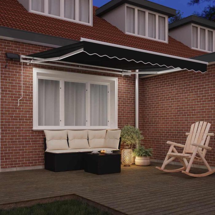Novaro Behúzható napellenző Fekete 350 x 250 cm Szövet és Alumínium - Image 3