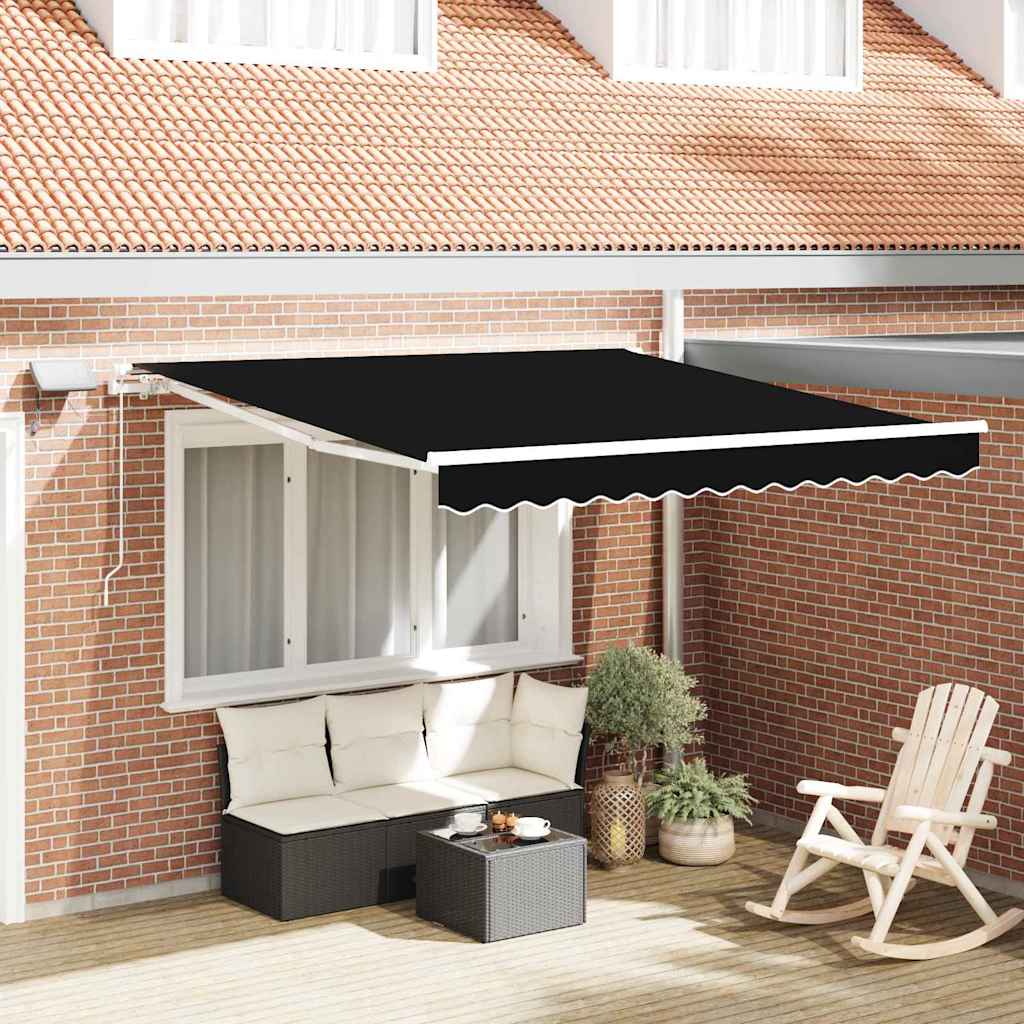 Novaro Behúzható napellenző Fekete 350 x 250 cm Szövet és Alumínium