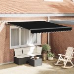 Novaro Behúzható napellenző Fekete 350 x 250 cm Poliészter