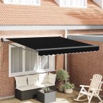 Novaro Behúzható napellenző Fekete 350 x 250 cm Poliészter és fém