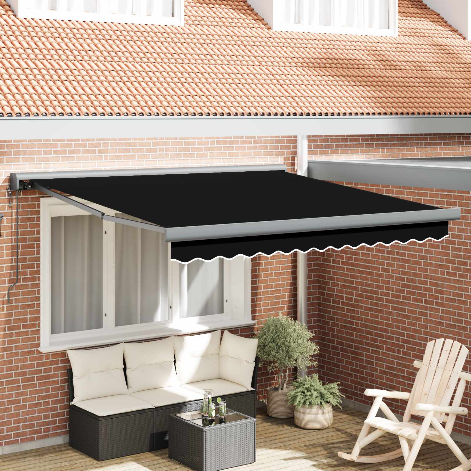 Novaro Behúzható napellenző Fekete 350 x 250 x 165 cm Szövet és Fém