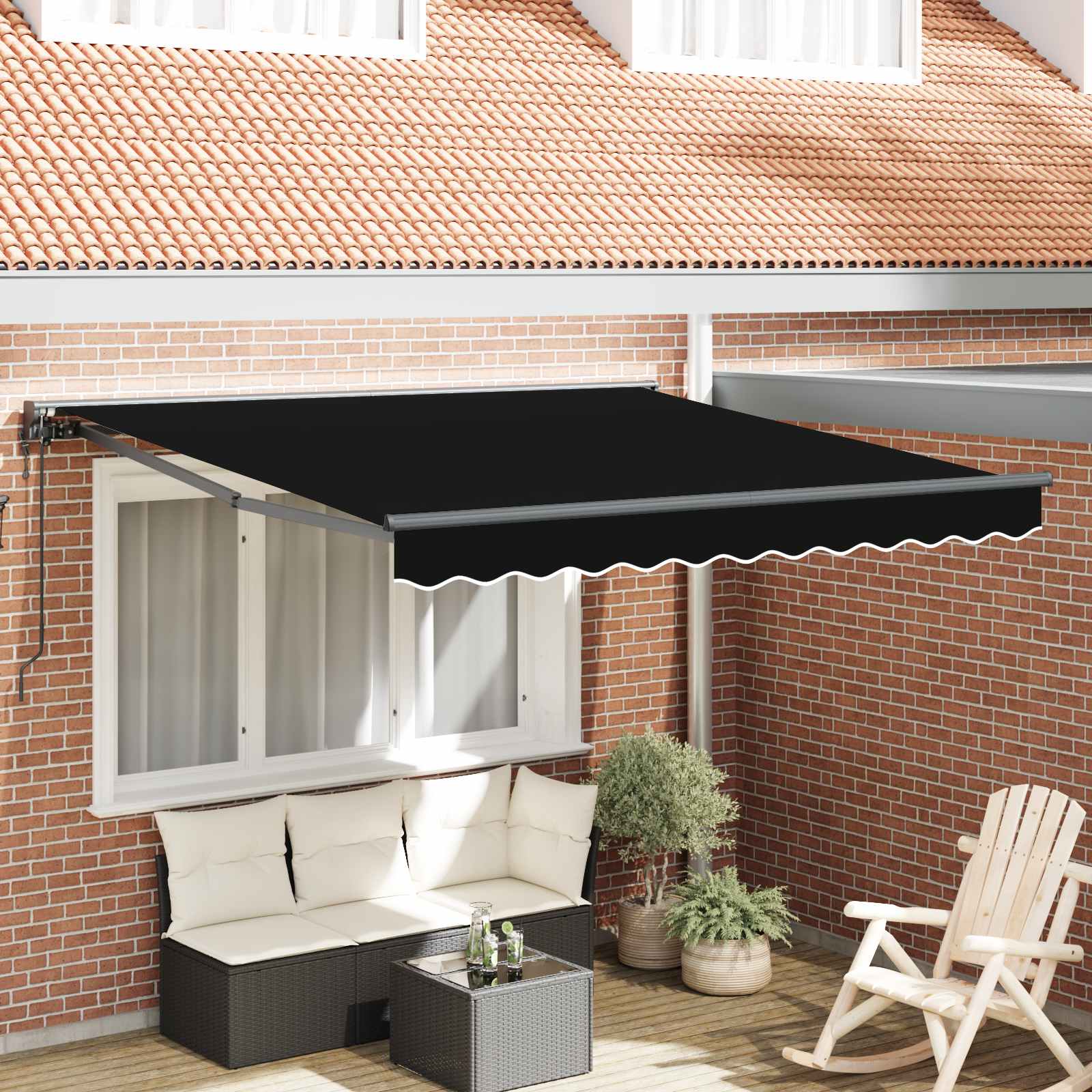 Novaro Napernyő keret Fekete 350 x 250 cm Poliészter PU bevonattal