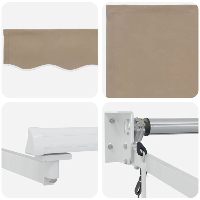 Novaro Behúzható napellenző Bézs 350 x 250 cm Poliészter és fém - Image 8