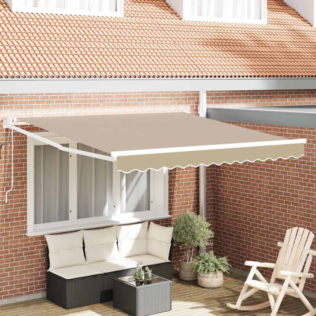 Novaro Behúzható napellenző Bézs 350 x 250 cm Poliészter és fém