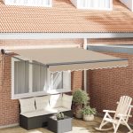 Novaro Behúzható napellenző Bézs 350 x 250 cm Poliészter és fém