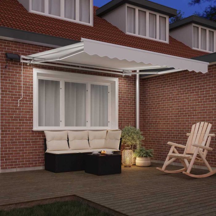 Novaro Behúzható napellenző Fehér 350 x 250 cm Szövet és Alumínium - Image 3