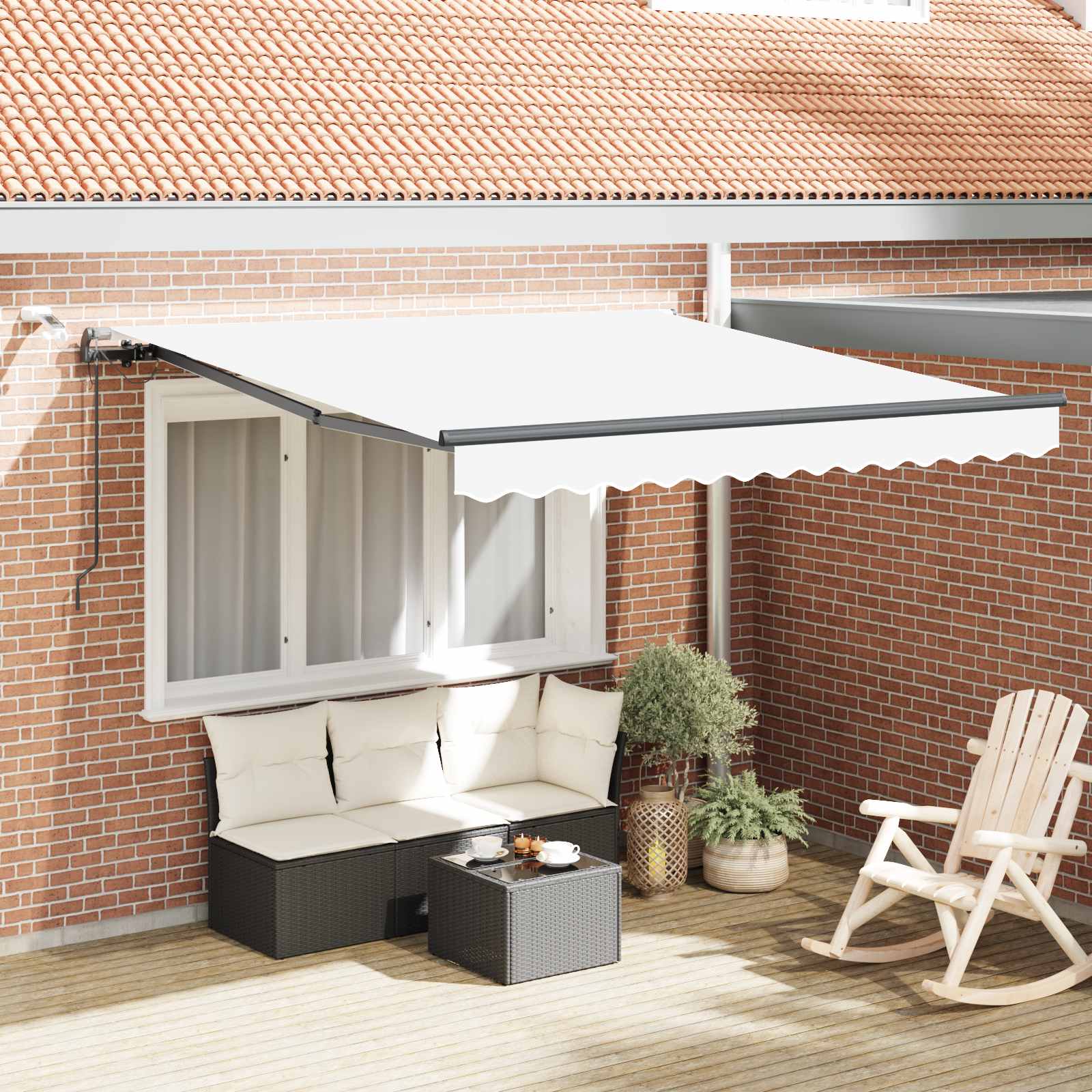 Novaro Behúzható napellenző Fehér 350 x 250 cm Poliészter
