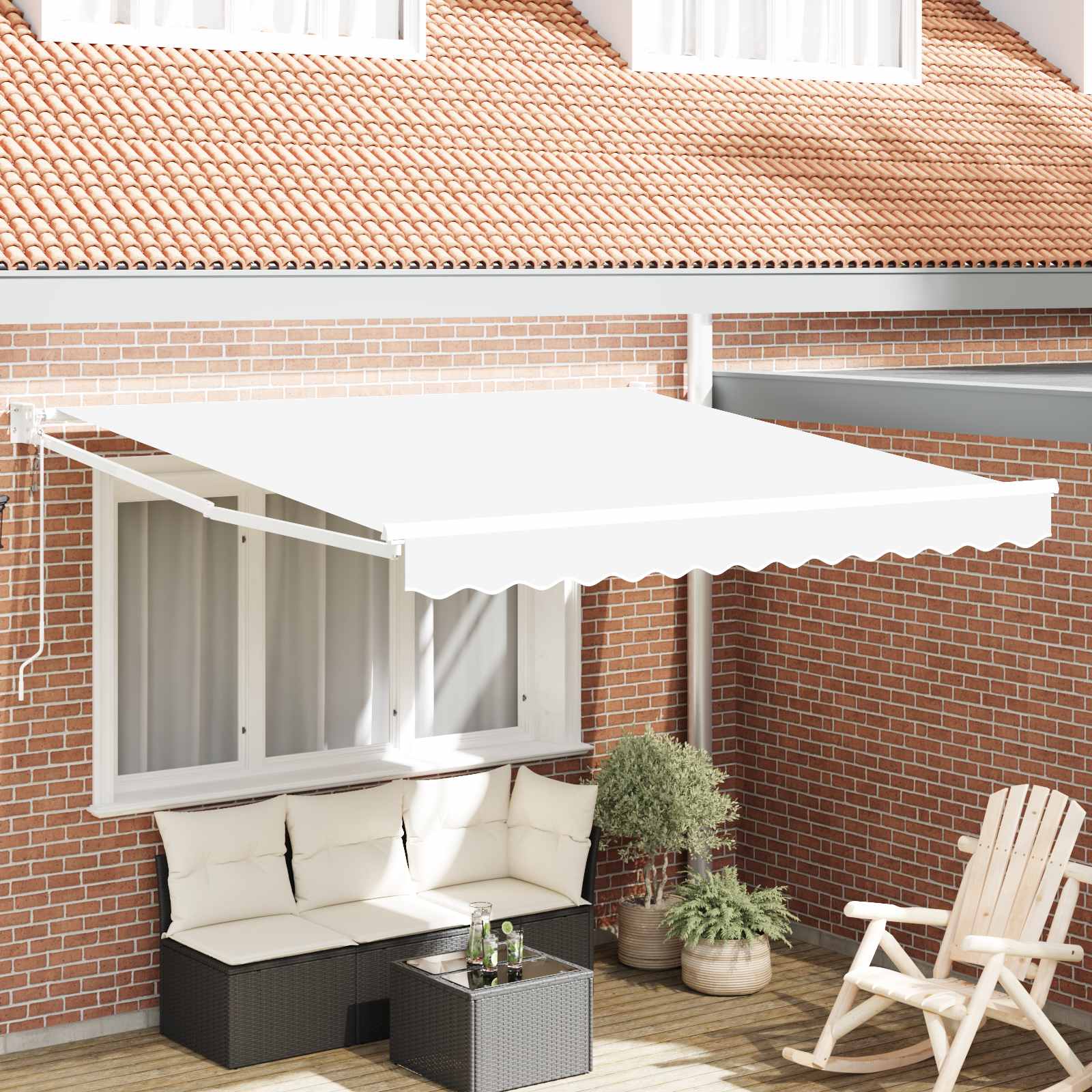 Novaro Behúzható napellenző Fehér 350 x 250 cm Poliészter és fém