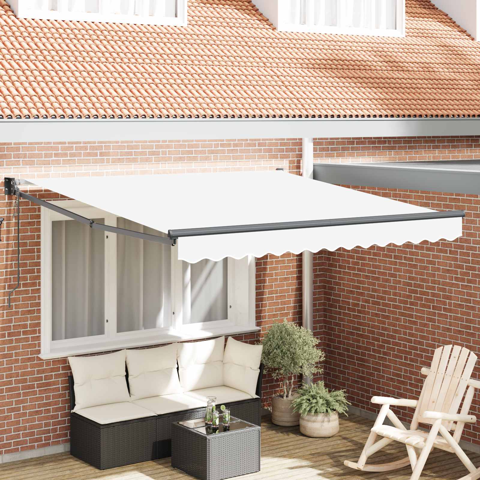 Novaro Behúzható napellenző Fehér 350 x 250 cm Poliészter és fém