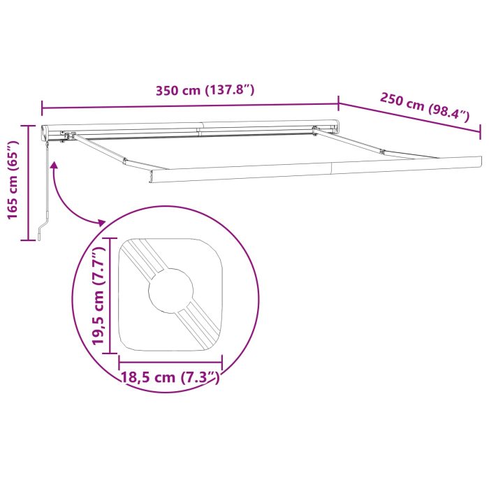Novaro Behúzható napellenző Fehér 350 x 250 cm Vászon és Alumínium - Image 8