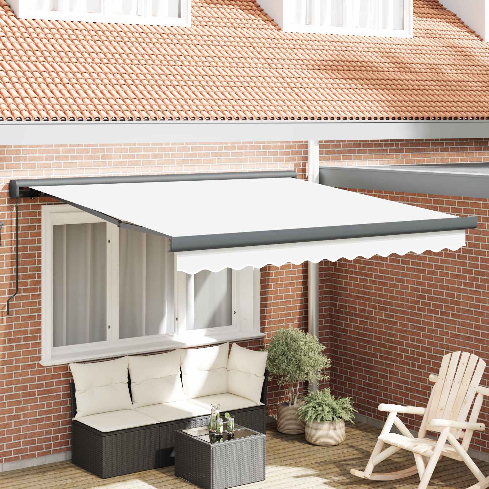 Novaro Behúzható napellenző Fehér 350 x 250 cm Vászon és Alumínium