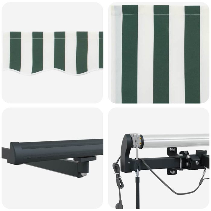 Novaro Behúzható napellenző Zöld és Fehér 350 x 250 cm Poliészter - Image 10