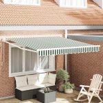 Novaro Behúzható napellenző Zöld és Fehér 350 x 250 cm