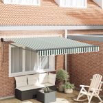 Novaro Behúzható napellenző Zöld és Fehér 350 x 250 cm