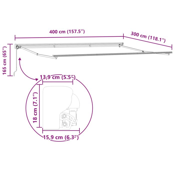 Novaro Napernyő keret Antracitszürke 400 × 300 cm - Image 10