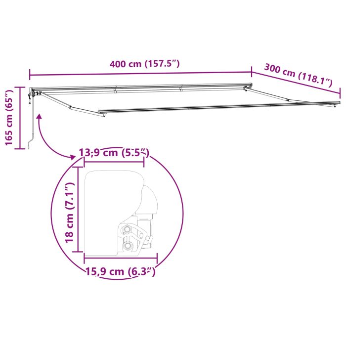 Novaro Napernyő keret Antracitszürke 400 × 300 cm - Image 8