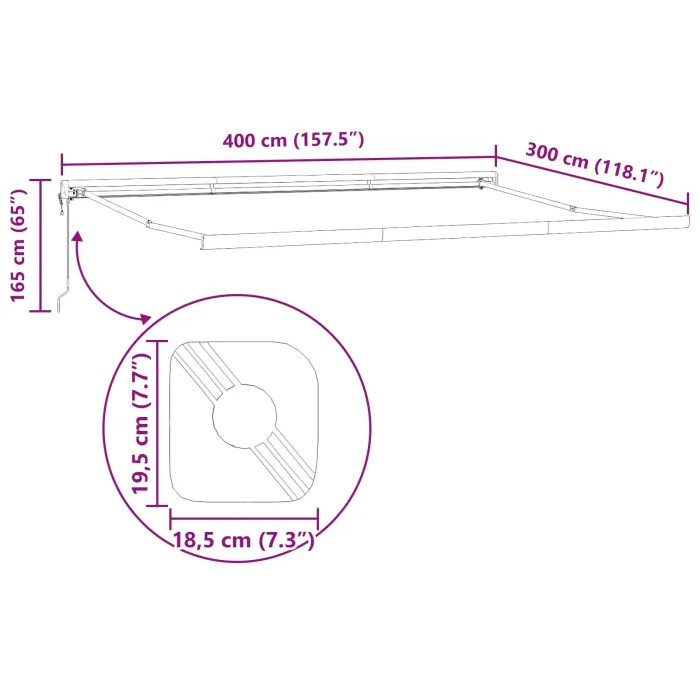 Novaro Behúzható napellenző Bézs 400 × 300 cm Szövet és Fém