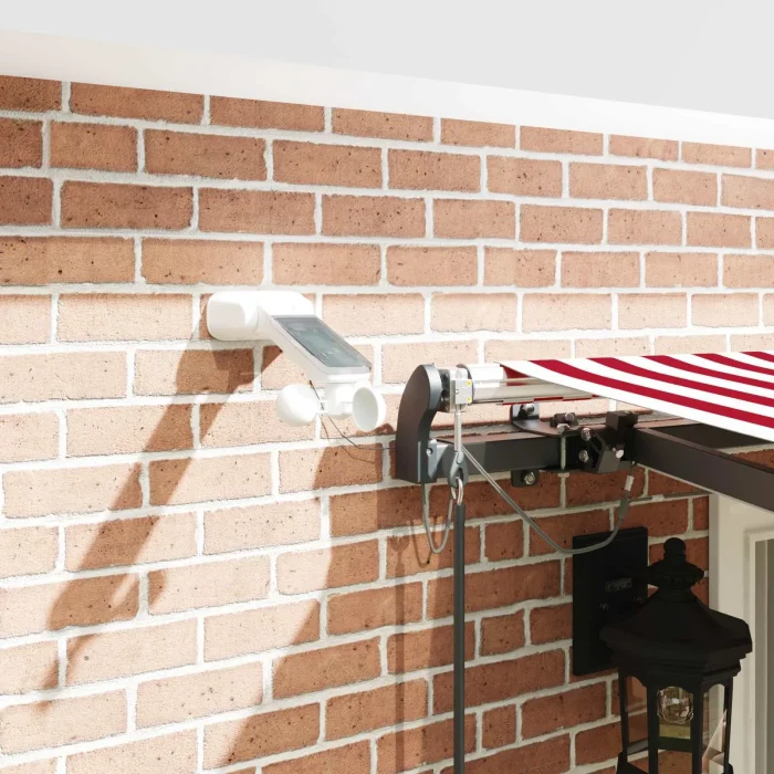 Novaro Behúzható napellenző Piros és Fehér 400 × 350 cm Poliészter