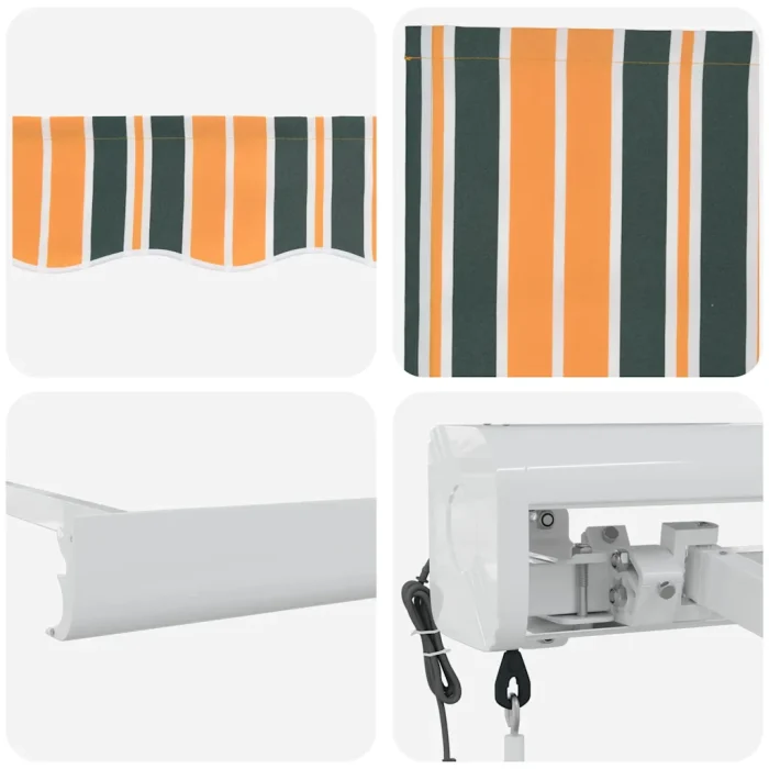 Novaro Behúzható napellenző Zöld és Fehér 400 × 350 cm