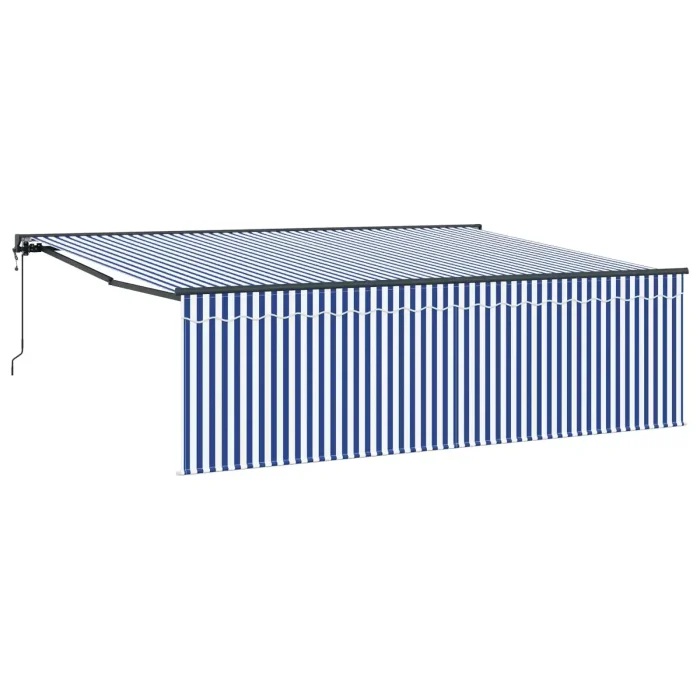 Novaro Behúzható napellenző Kék és Fehér 400 × 300 cm