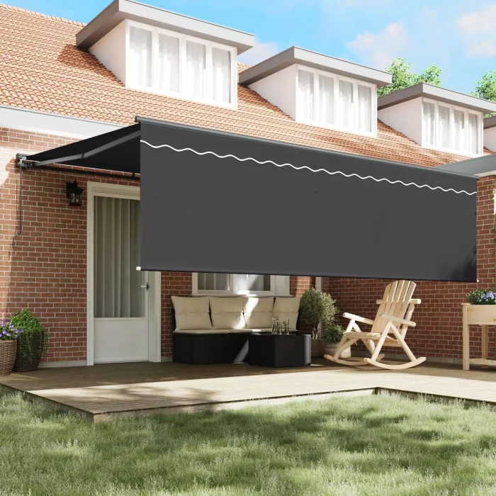 Novaro Behúzható napellenző Antracit 450 × 300 cm Pamut és Alumínium