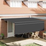Novaro Behúzható napellenző Antracit 450 × 350 cm Pamut és Alumínium