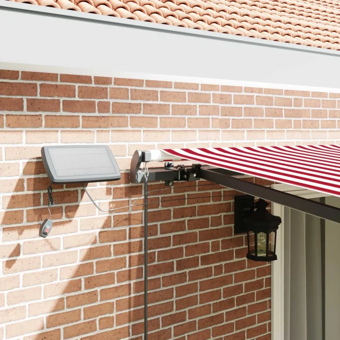Novaro Behúzható napellenző Piros és Fehér 450 × 300 cm