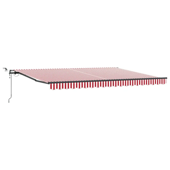Novaro Behúzható napellenző Piros és Fehér 450 × 300 cm Poliészter