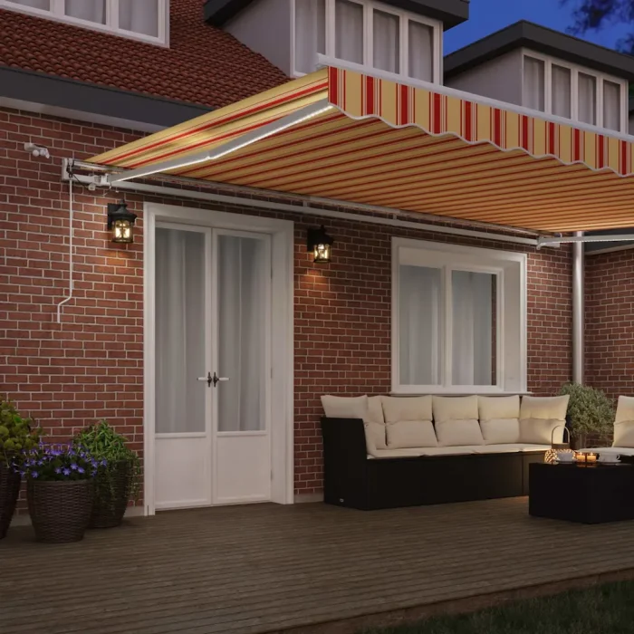 Novaro Behúzható napellenző Sárga és narancs 500 × 300 cm Poliészter