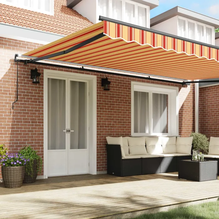 Novaro Behúzható napellenző Sárga és narancs 500 × 300 cm